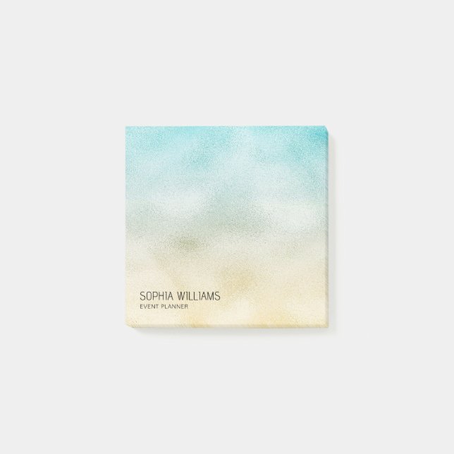 Aqua and Gold Ombre Foil Post-it Notes (Front)