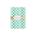 Aqua and Gold Polka Dot Passport Holder