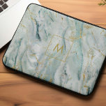 Aqua and Gold Printed Marble Texture Monogrammed Laptop Sleeve<br><div class="desc">Trendy and stylish marble and gold texture personalised design.</div>