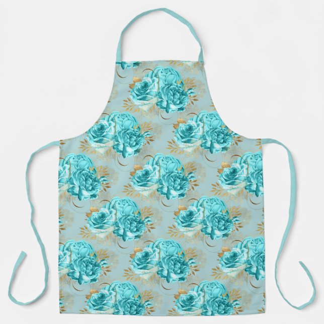 Aqua and Gold Series Design 16  Apron (Front)