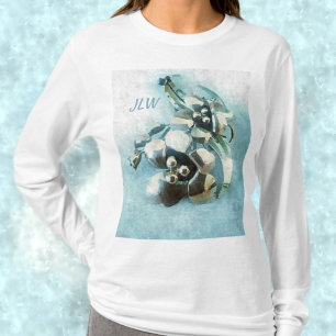 Aqua and Gold Vintage Metallic Lily T-Shirt