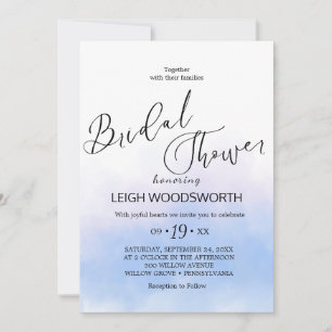 Aqua and Gold Watercolor Beach Bridal Shower  Invitation