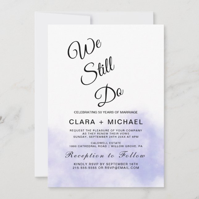 Aqua and Gold Watercolor Beach Vow Renewal  Invitation (Front)