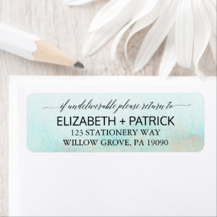Aqua and Gold Watercolor Beach Wedding