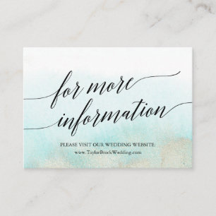 Aqua and Gold Watercolor Beach Wedding Website Enclosure Card