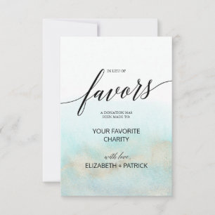 Aqua and Gold Watercolor In Lieu of Favours Card