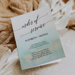Aqua and Gold Watercolor Order Of Service Wedding Programme<br><div class="desc">This aqua and gold watercolor order of service wedding program is perfect for a tropical destination wedding. The simple and modern design features stunning turquoise,  teal and light blue watercolor with a soft gold sparkle reminiscent of the sand and sea. It's paired with gorgeous elegant calligraphy.</div>