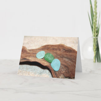 aqua and green seaglass card