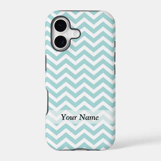 Aqua and grey chevron pattern (Back)