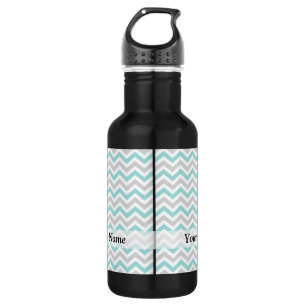 Aqua and grey chevron pattern 532 ml water bottle