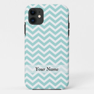 Aqua and grey chevron pattern iPhone 11 case