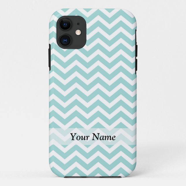 Aqua and grey chevron pattern Case-Mate iPhone case (Back)