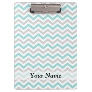 Aqua and grey chevron pattern clipboard