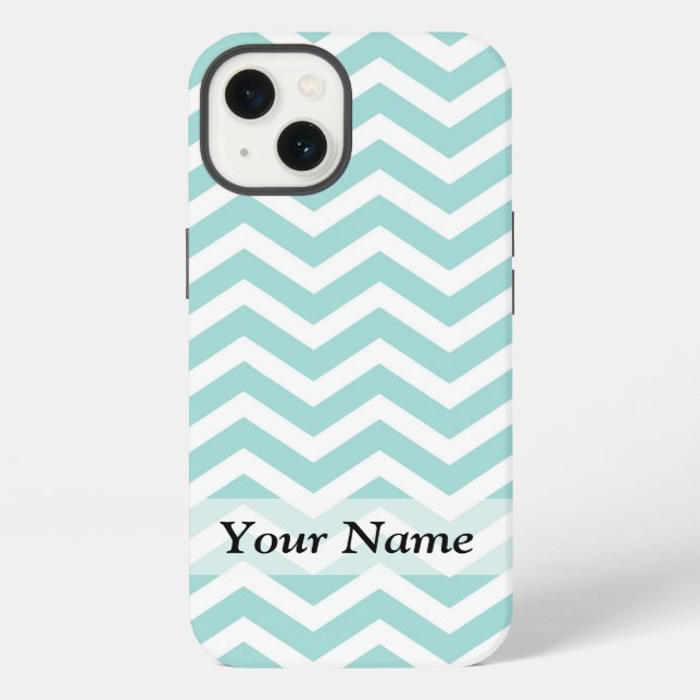 Aqua and grey chevron pattern iPhone case (Back)