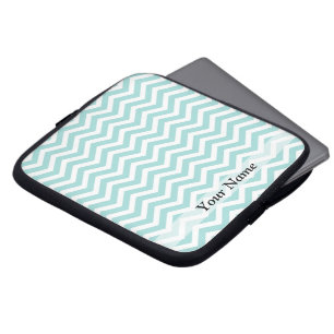 Aqua and grey chevron pattern laptop sleeve