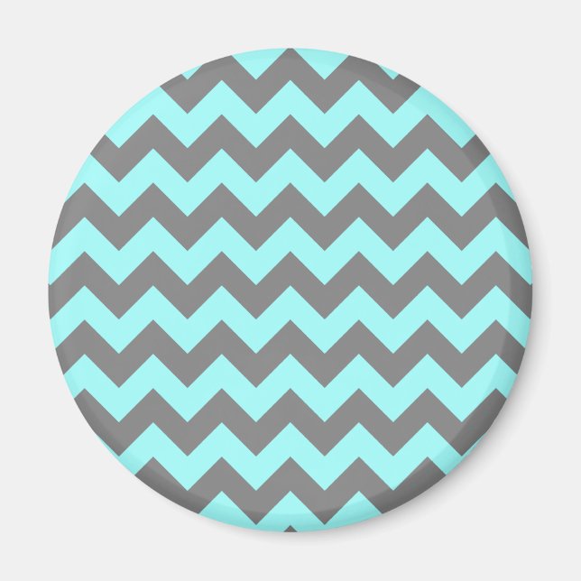 Aqua and Grey Zigzag Magnet (Front)