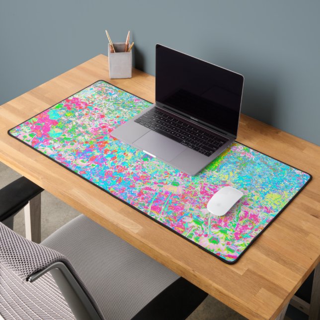 Aqua and Hot Pink Sunrise in My Rubio Garden Desk Mat (Office 2)