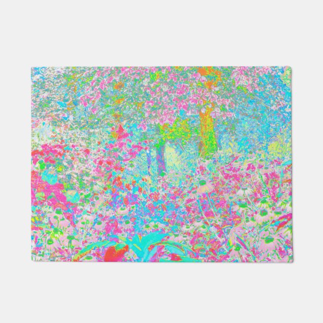 Aqua and Hot Pink Sunrise in My Rubio Garden Doormat (Front)