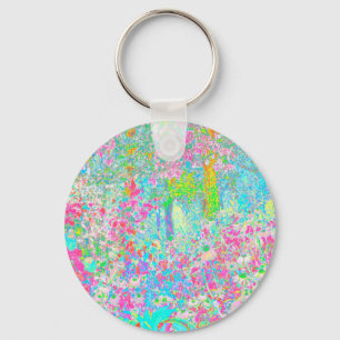 Aqua and Hot Pink Sunrise in My Rubio Garden Key Ring