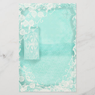 Aqua and Lace Junk Journal Stationery
