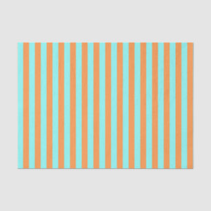 Aqua and Light Orange Stripes Tissue Paper