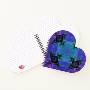 Aqua and Lilac Fractal Joy Heart Spiral Notebook