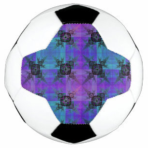 Aqua and Lilac Fractal Joy Soccer Ball
