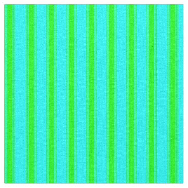 Aqua and Lime Coloured Stripes Fabric (Close Up)