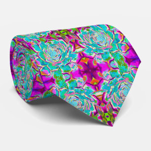 Aqua and Magenta Succulent Sedum Rosette Tie