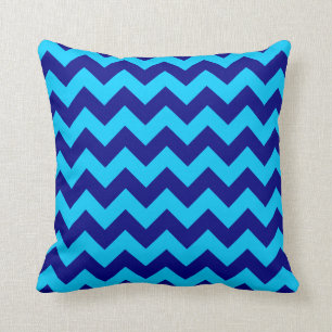 Aqua and Navy Blue Zigzag Cushion