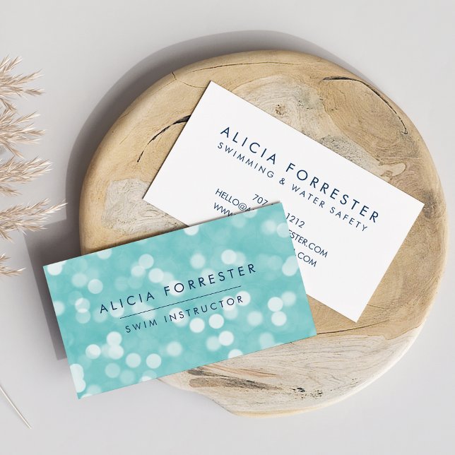 Aqua and Navy Bokeh Pattern Business Card (Creator Uploaded)