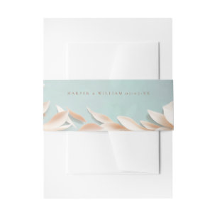 aqua and pink floral wedding invitation  belly band
