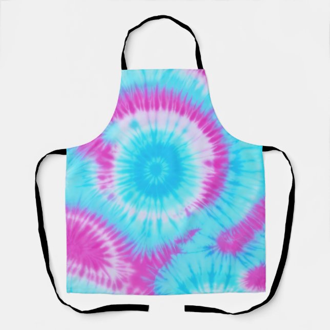 Aqua and Pink Tie Dye Apron (Front)
