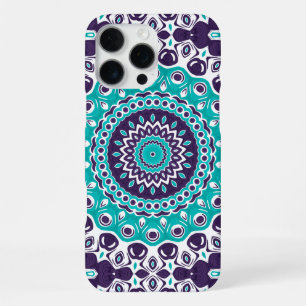 Aqua and Plum Modern Mandala Design iPhone 16 Pro Max Case