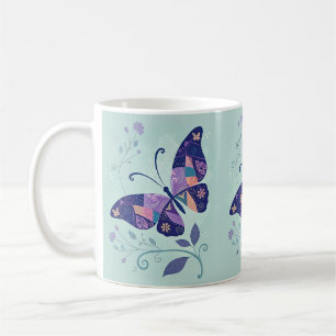 Aqua and Purple Butterfly  Coffee Mug