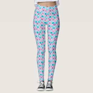 Aqua and Purple Mermaid Scale Leggings
