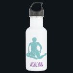 Aqua and Purple Synchronised Swimming Personalised 532 Ml Water Bottle<br><div class="desc">Features a simple illustration of a single synchronised swimmer in aqua or light teal blue with your name or other text below in bright purple lettering. This personalised water bottle makes a great gift for synchro swimmers and coaches.</div>