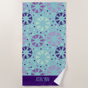 Aqua and Purple Synchronised Swimming Personalised Beach Towel