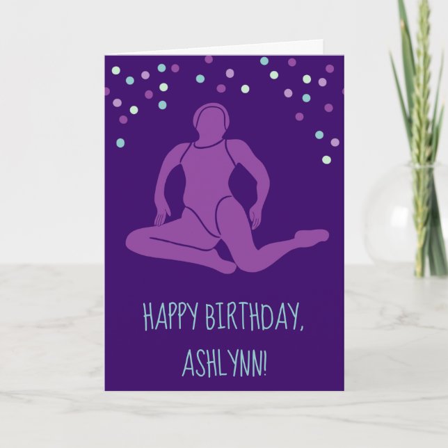 Aqua and Purple Synchronised Swimming Personalised Card (Front)
