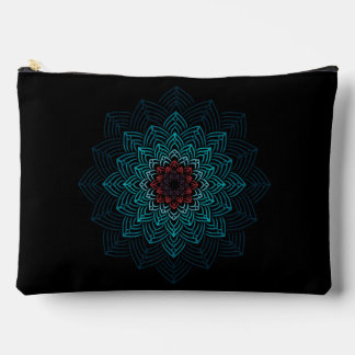 Aqua and Red Flower Mandala Accessory Pouch