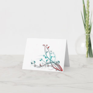 Aqua and Red Notecard