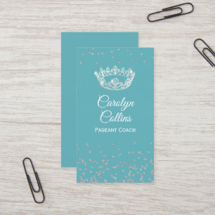 Aqua and Silver Pageant Coach Business Card