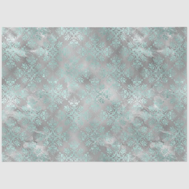 Aqua and Silver Series Design 9 Tissue Paper (Front)