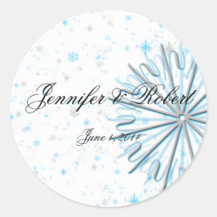 Aqua and Silver Snowflake Envelope Seal Sticker