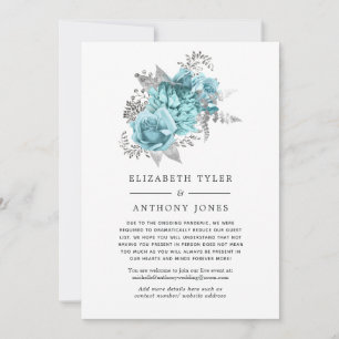 Aqua and Silver Vintage Shabby Reduced Guest List Announcement