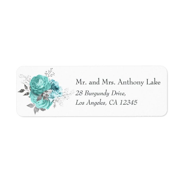 Aqua and Silver Vintage Shabby Roses Wedding (Front)