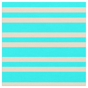 Aqua and Tan Colored Stripes Pattern Fabric