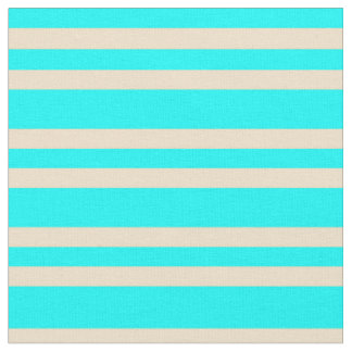 Aqua and Tan Colored Stripes Pattern Fabric