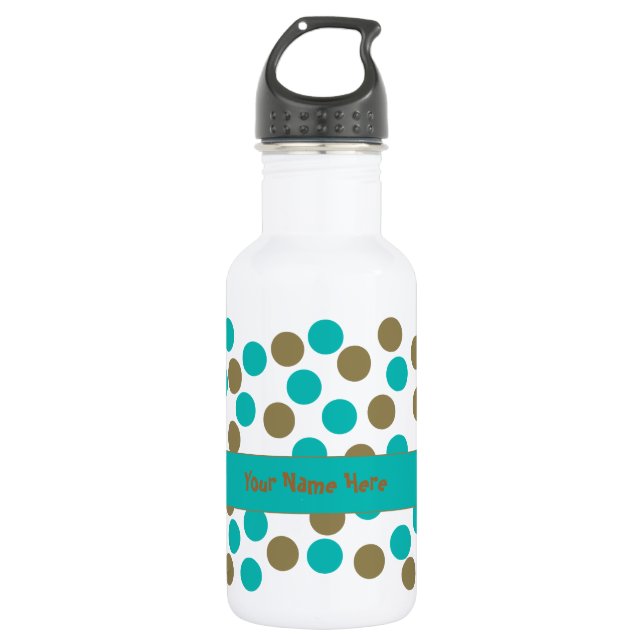 Aqua and Tan Polka Dot Reusable Bottles (Front)