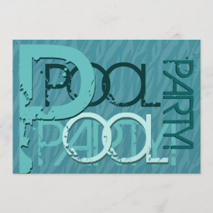 Aqua and Teal Modern BBQ Pool Party Invitation